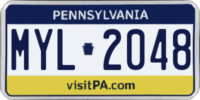 PA license plate MYL2048