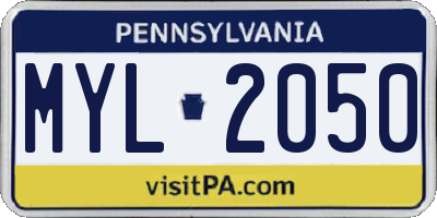 PA license plate MYL2050