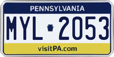 PA license plate MYL2053