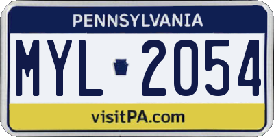 PA license plate MYL2054