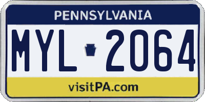 PA license plate MYL2064