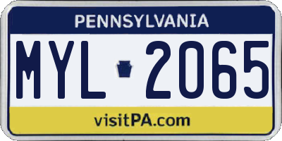 PA license plate MYL2065