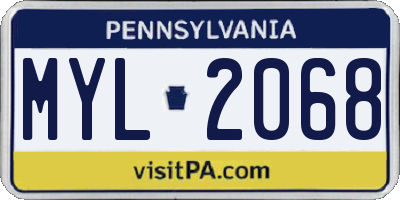 PA license plate MYL2068