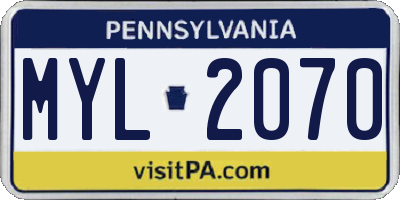 PA license plate MYL2070