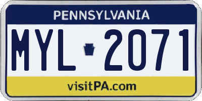 PA license plate MYL2071
