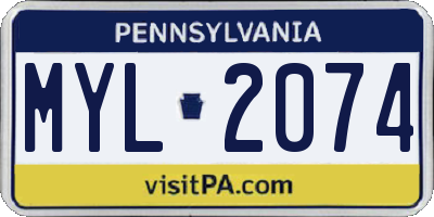 PA license plate MYL2074