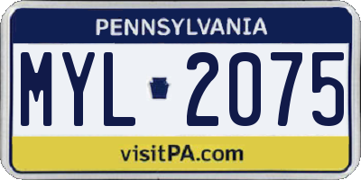 PA license plate MYL2075