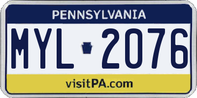 PA license plate MYL2076