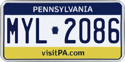 PA license plate MYL2086