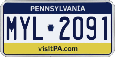 PA license plate MYL2091