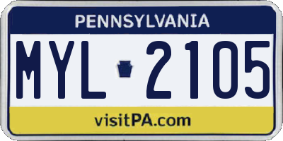 PA license plate MYL2105