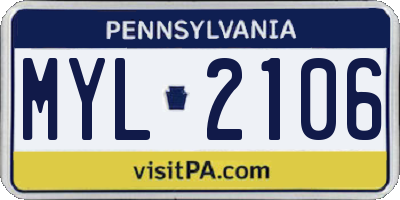PA license plate MYL2106