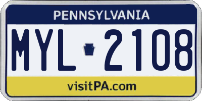 PA license plate MYL2108