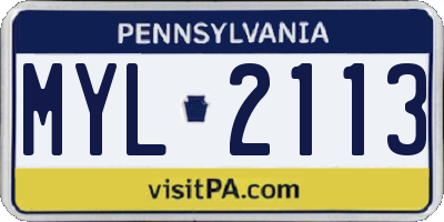 PA license plate MYL2113