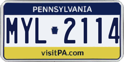 PA license plate MYL2114