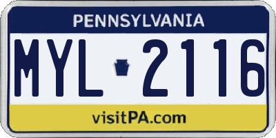 PA license plate MYL2116