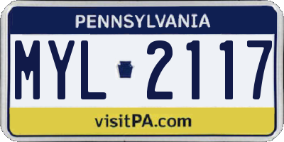 PA license plate MYL2117