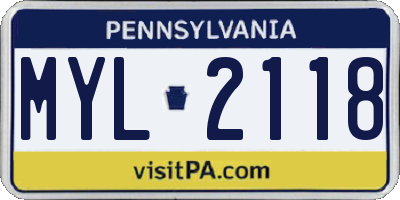 PA license plate MYL2118