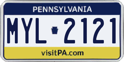 PA license plate MYL2121