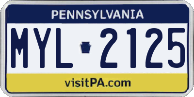 PA license plate MYL2125
