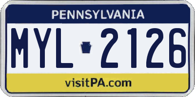 PA license plate MYL2126