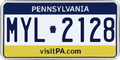 PA license plate MYL2128