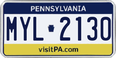 PA license plate MYL2130