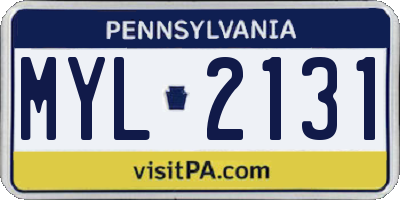 PA license plate MYL2131