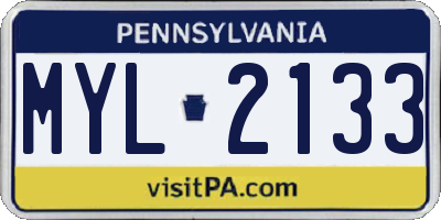 PA license plate MYL2133