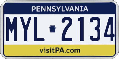 PA license plate MYL2134