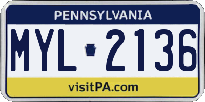 PA license plate MYL2136