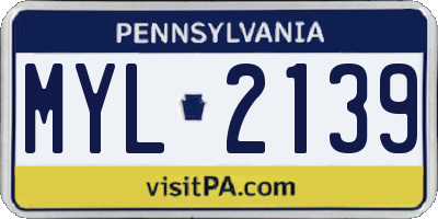 PA license plate MYL2139