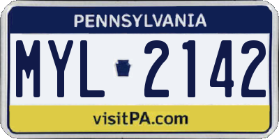PA license plate MYL2142