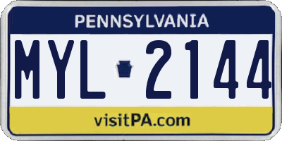 PA license plate MYL2144