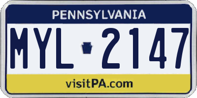 PA license plate MYL2147