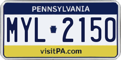 PA license plate MYL2150