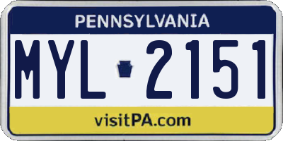 PA license plate MYL2151