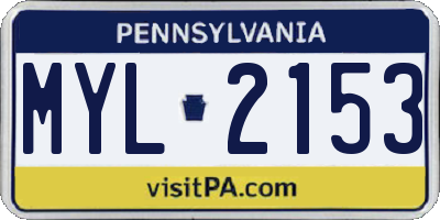 PA license plate MYL2153