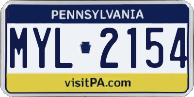 PA license plate MYL2154
