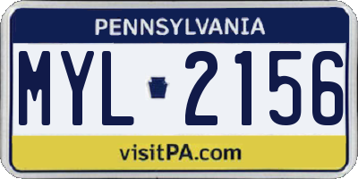 PA license plate MYL2156