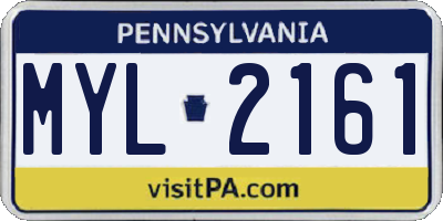 PA license plate MYL2161