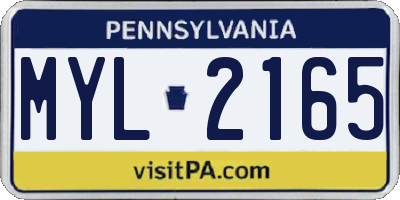 PA license plate MYL2165