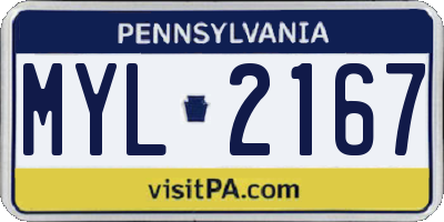 PA license plate MYL2167