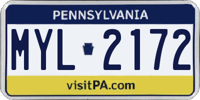PA license plate MYL2172