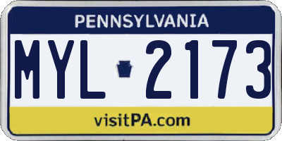 PA license plate MYL2173