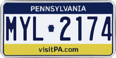 PA license plate MYL2174