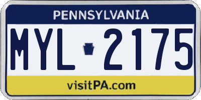 PA license plate MYL2175