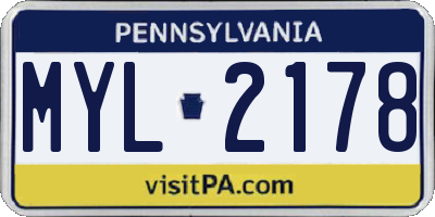 PA license plate MYL2178