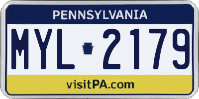 PA license plate MYL2179