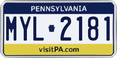 PA license plate MYL2181